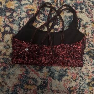 lululemon sports bra, pink and black size 2